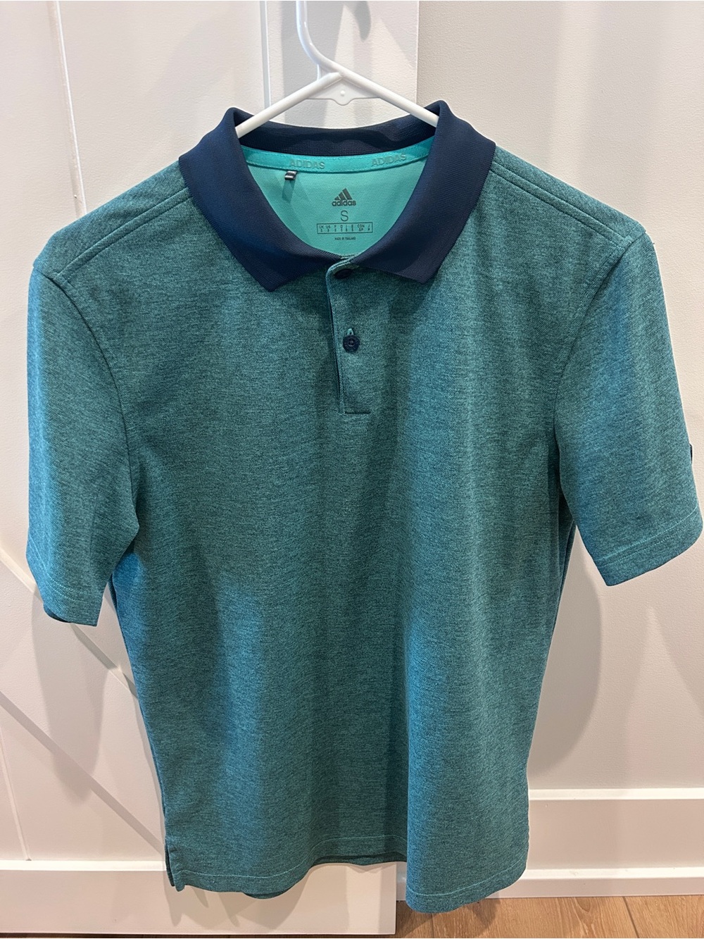 adidas Men's Teal Polo with Navy Collar